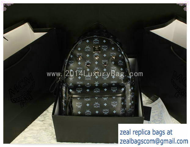 High Quality Replica MCM Stark Backpack Jumbo in Calf Leather 8006 Black - Click Image to Close